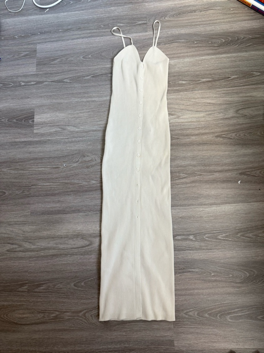 Lioness Cream Ribbed Button-Front Maxi Dress